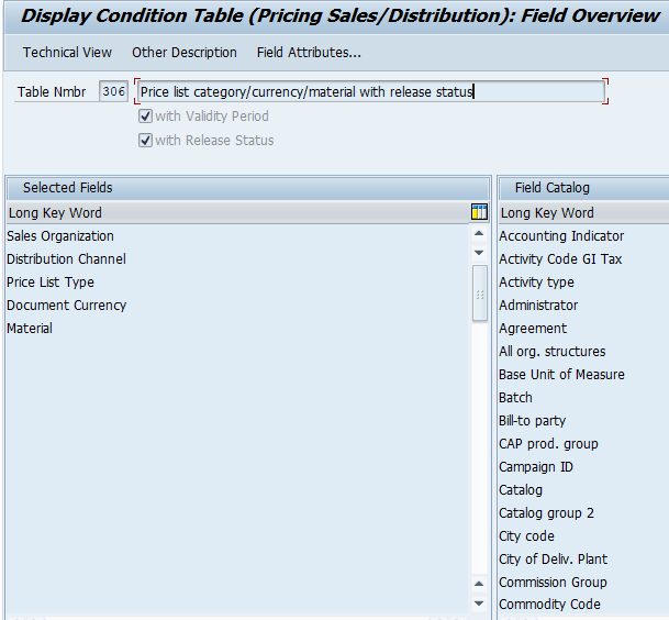 Condition Table – 306 